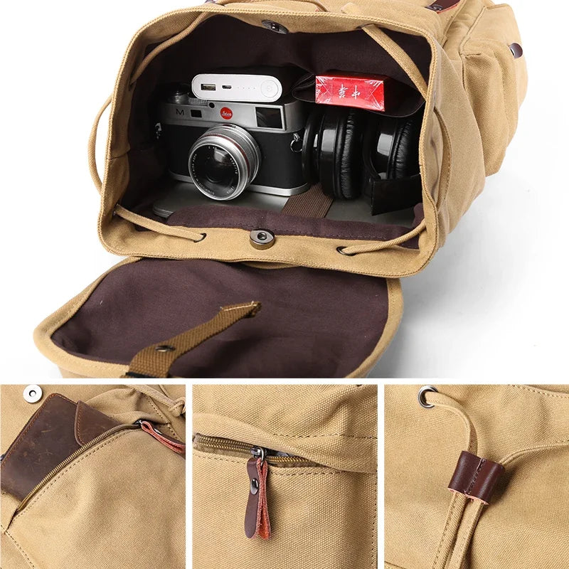 Men Vintage Canvas Large Capacity 15.6inch Laptop Casual Bag