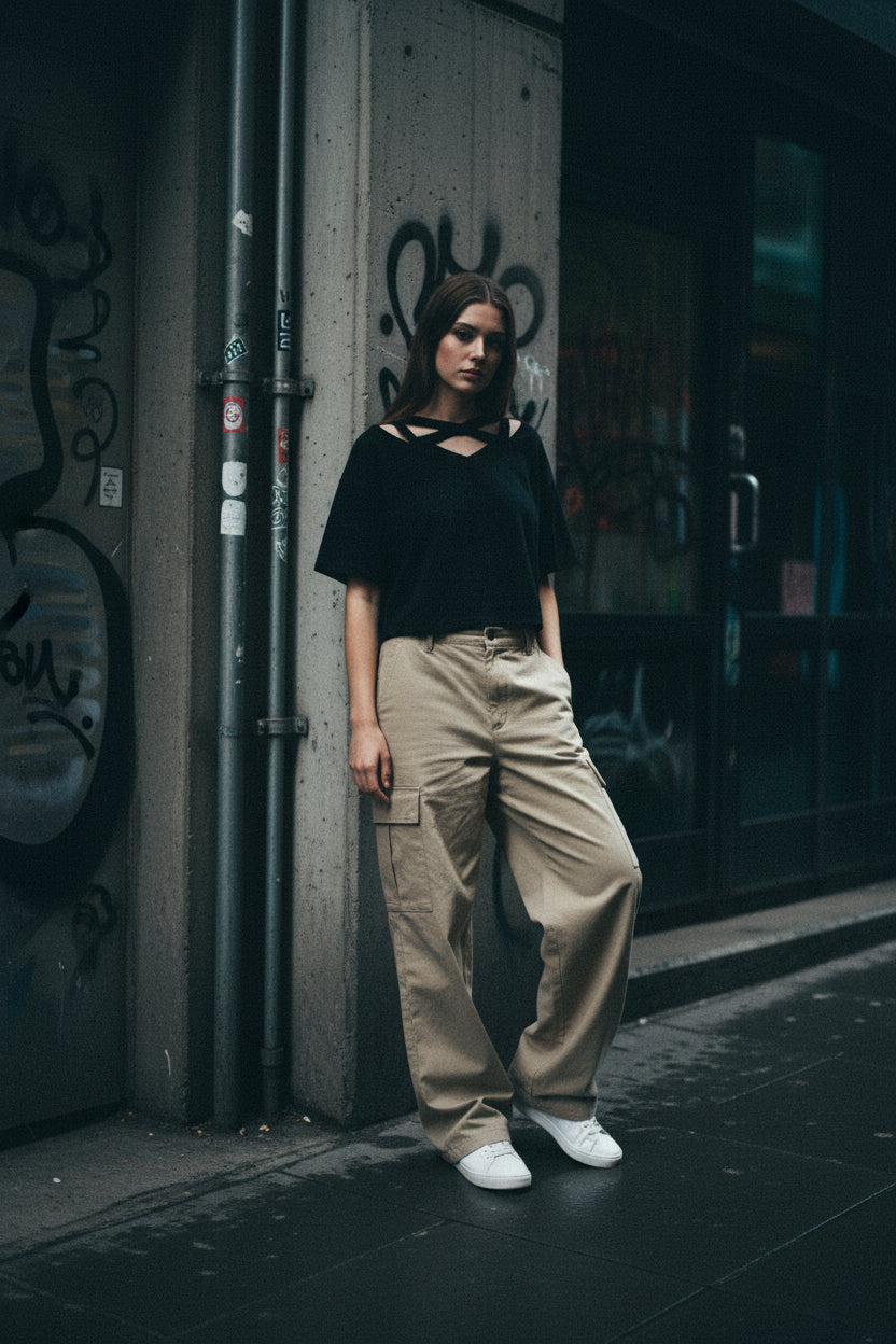 Cropped V-Neck Tee — Women's Short Sleeve