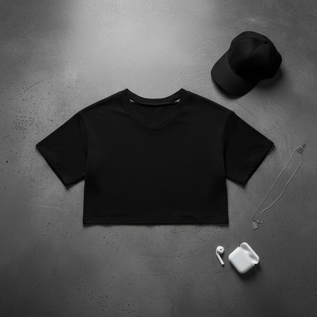 Cropped V-Neck Tee — Women's Short Sleeve