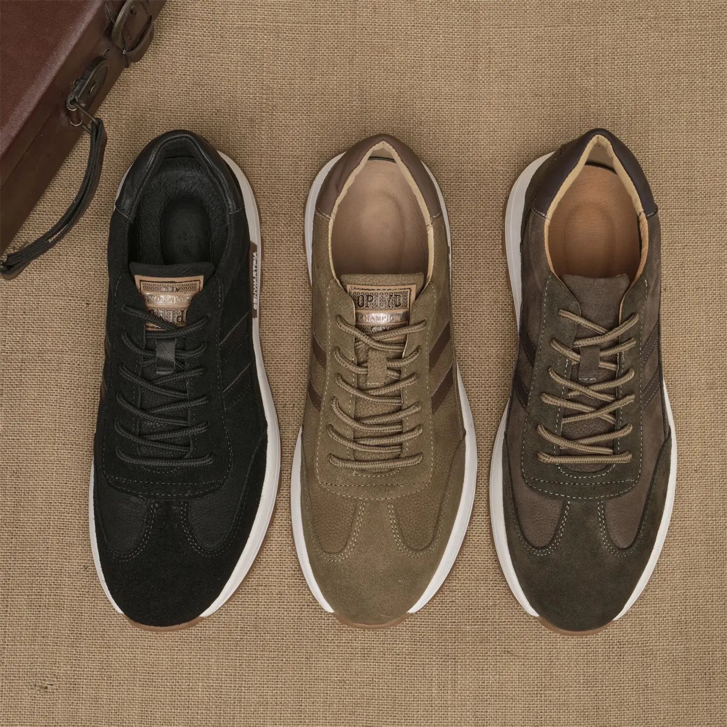 Men's retro leather low sneaker with casual urban style, featuring classic design and Craftklart branding.