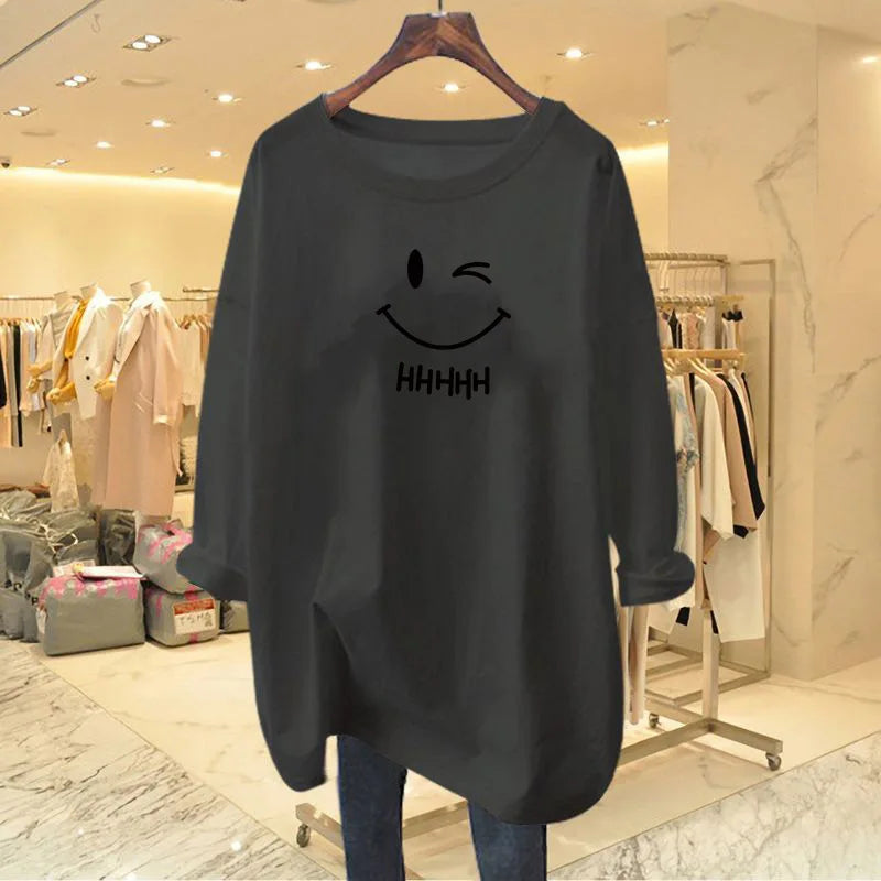 Chic Loose O-neck Long Sleeve Pullover Cotton Top Tee - Premium Longsleeve Top from Craftklart Dropship - Just $17.11! Shop now at Craftklart.store