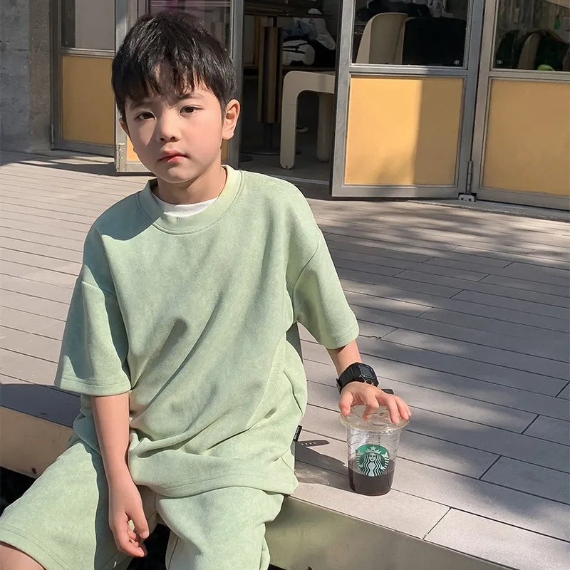 Boys Korean Loose Shirts+shorts 2pcs/set - Premium Kids clothes from Craftklart.store - Just $28! Shop now at Craftklart.store