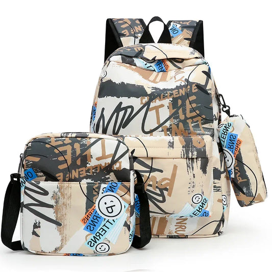 Large Capacity Waterproof Shoulder Three-Piece Set Backpack