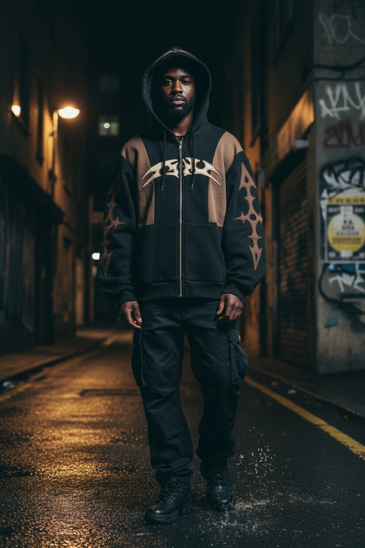 Y2K Patch Design Loose Zip Hoodies For Men | Minimalist Streetwear | Craftklart
