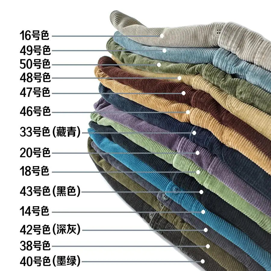 Corduroy Men's Fashion 100% Cotton Washed Single Pocket Shirt