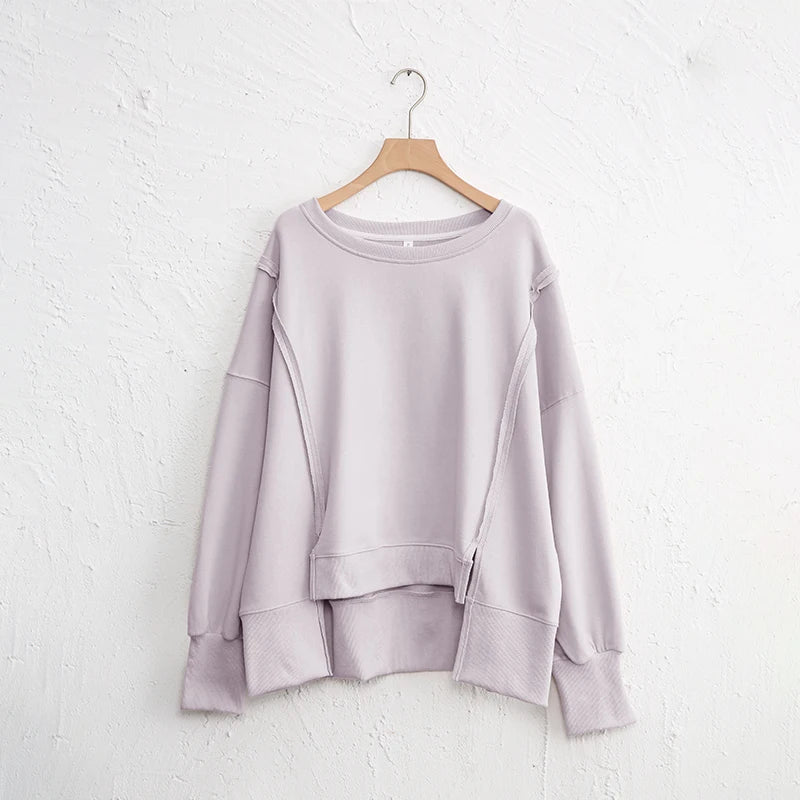 Oversized Cotton Sweatshirt — Open Side Patchwork | Craftklart