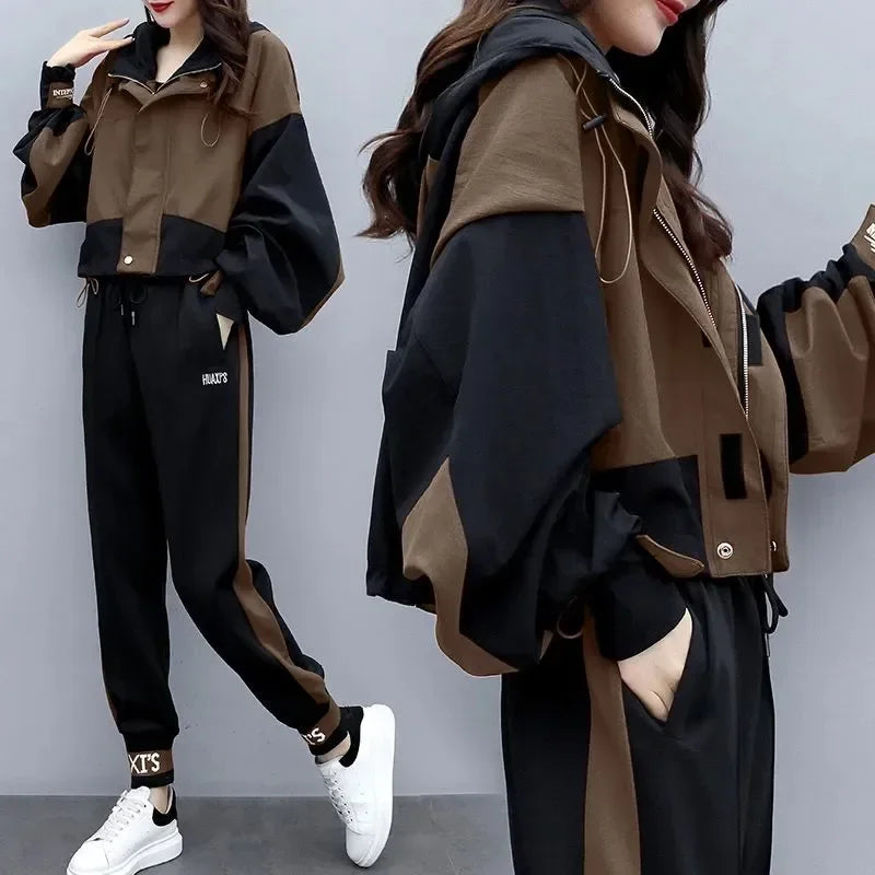 Women's Tracksuit Korean Zipper Jacket Two Piece Suit 2024 - Premium Set from Craftklart Dropship - Just $10.21! Shop now at Craftklart.store