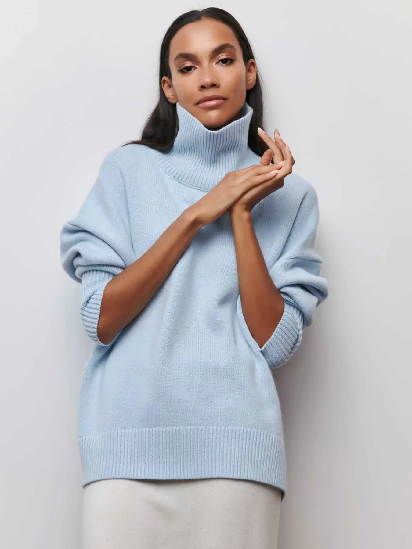 Women's Urban Styled Oversized Elegant Thick Knitted Pullover - Craftklart.store
