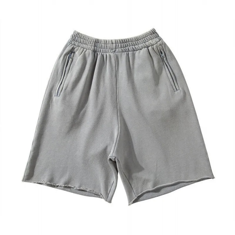 Craftklart Men's cotton drawstring shorts with a loose fit, featuring casual streetwear style and comfortable waistband.