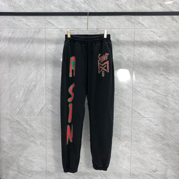Heavyweight Cotton Black Saint Hoodies Set Hiphop Street Sheep Retro Print Letter Slogan Hoody Casual Pants Men Women Tracksuit