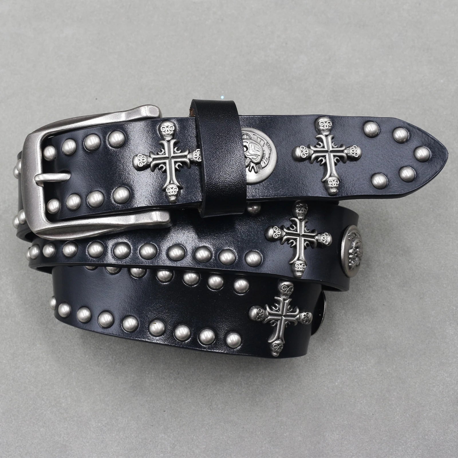 Genuine Leather Cowskin Punk Rivet Jeans Belts - Premium Belts from Craftklart Dropship - Just $22.66! Shop now at Craftklart.store