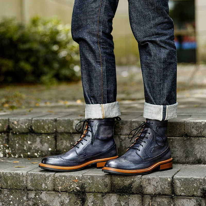 Handmade Leather Lace-up Men's Urban  Boots