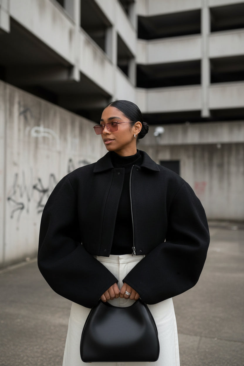 Cropped Lapel Bomber Jacket — Women's