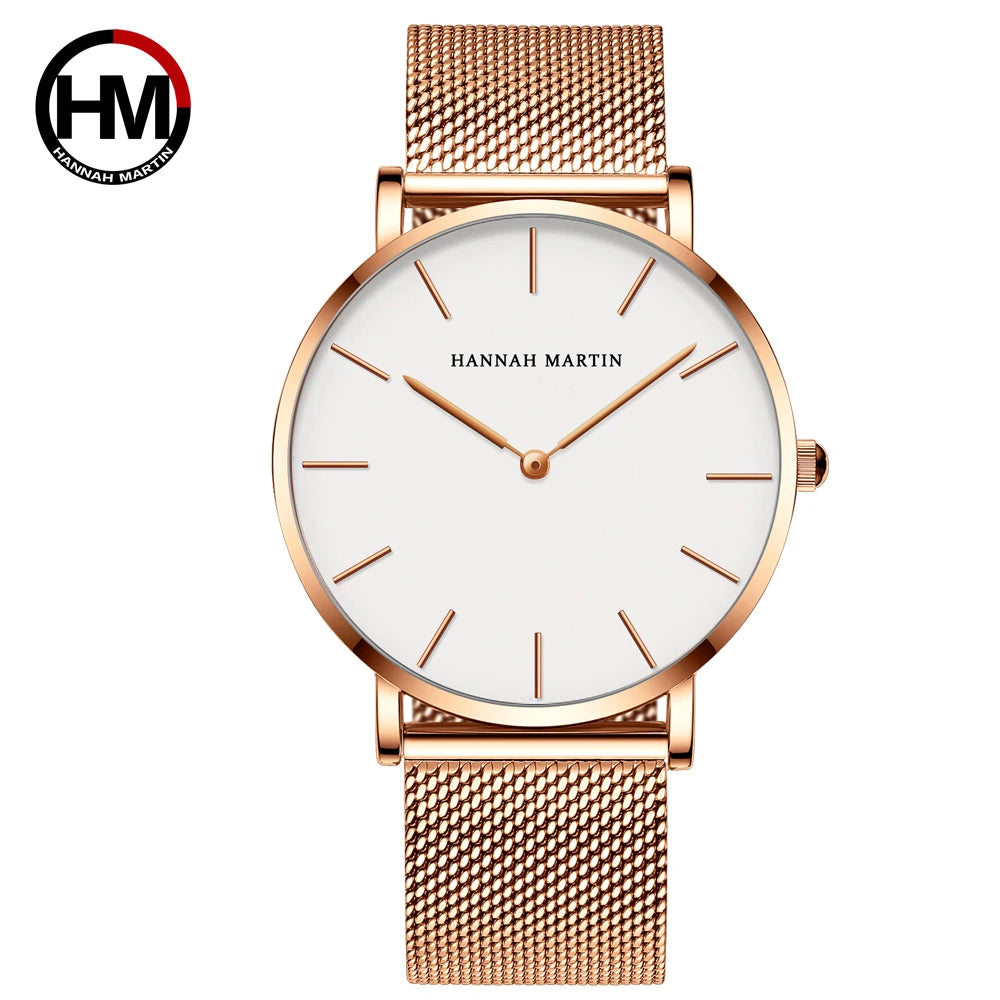 Minimal Quartz Watch by Craftklart with stainless steel band, featuring a sleek round dial and minimalist design.