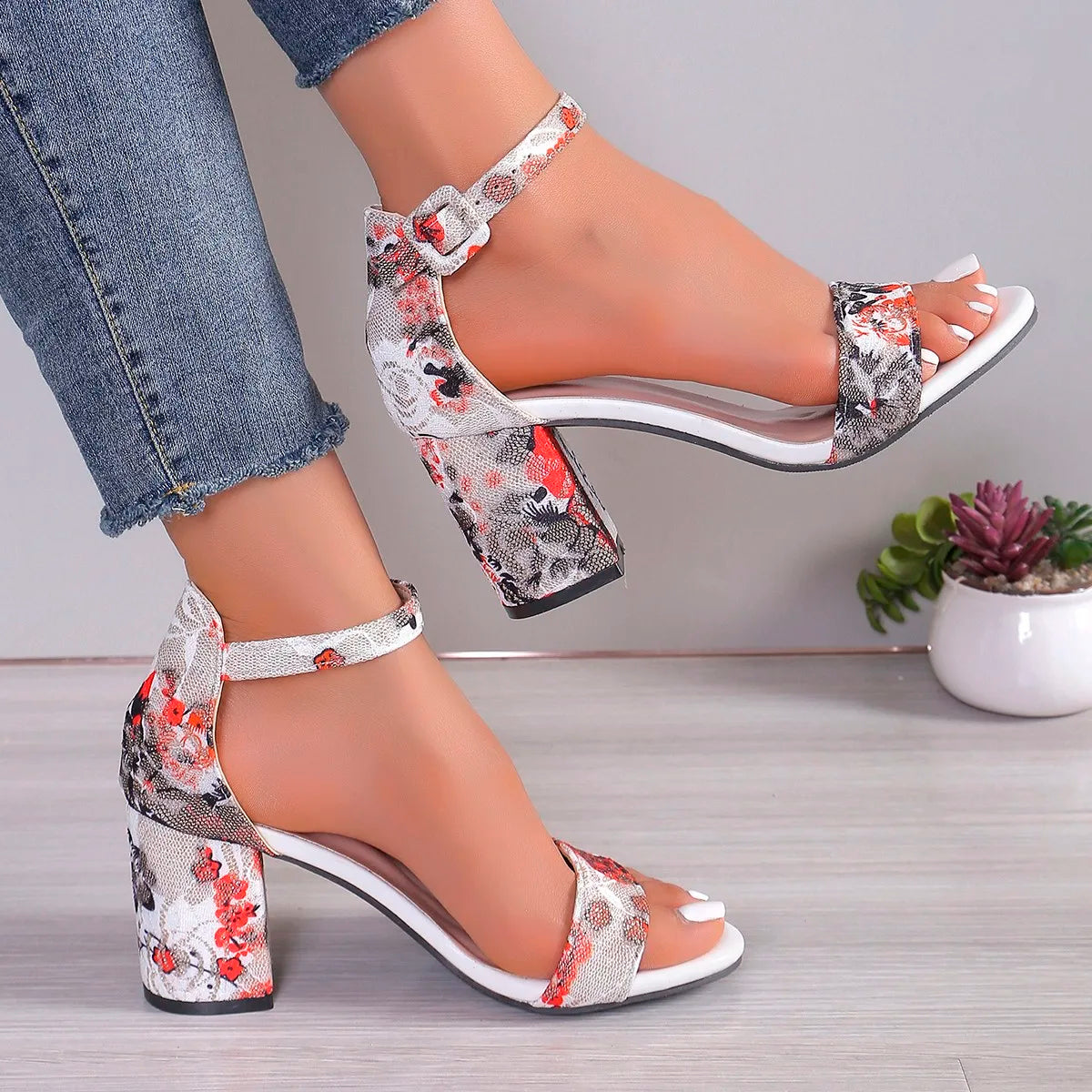 Elegant Design Women's Medium Block High Heels Women Shoes - Premium Shoes from Craftklart.store - Just $11.69! Shop now at Craftklart.store