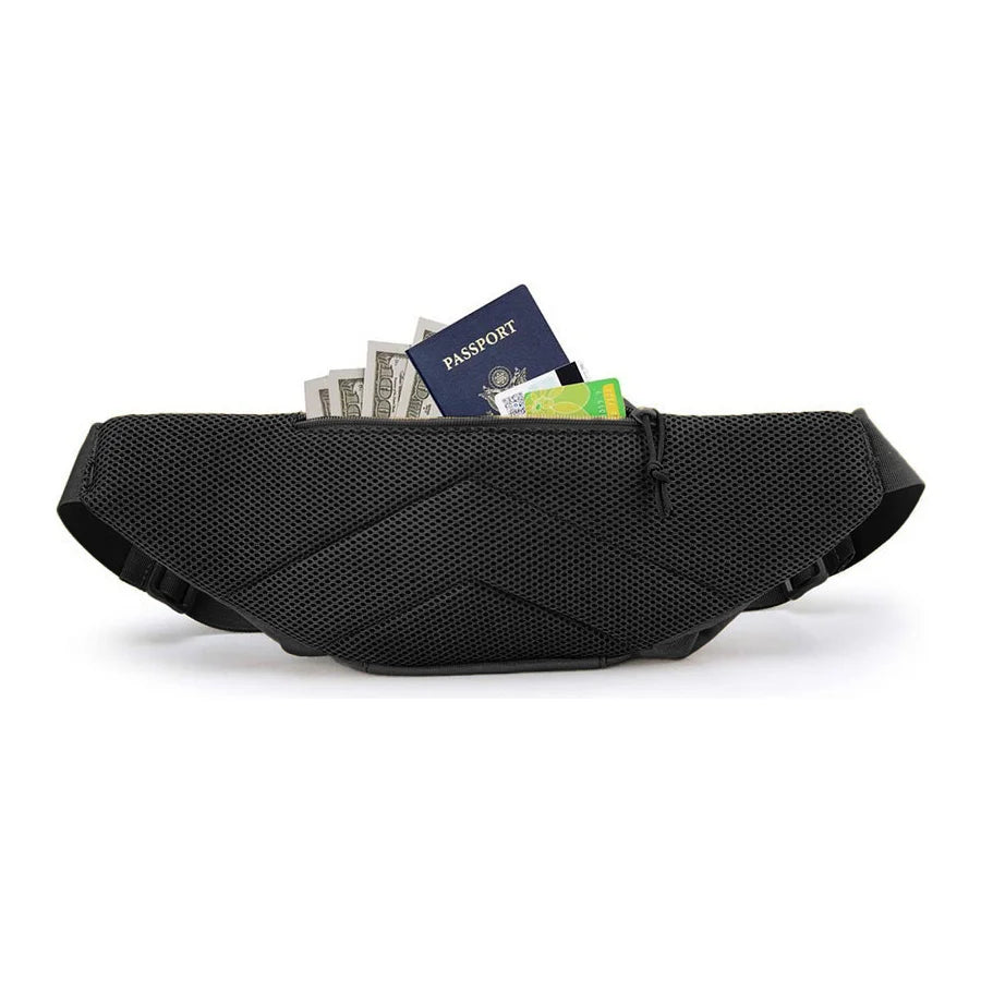 Nylon minimal utility waist bag with urban streetwear style, featuring adjustable strap and compact design for versatile wear.