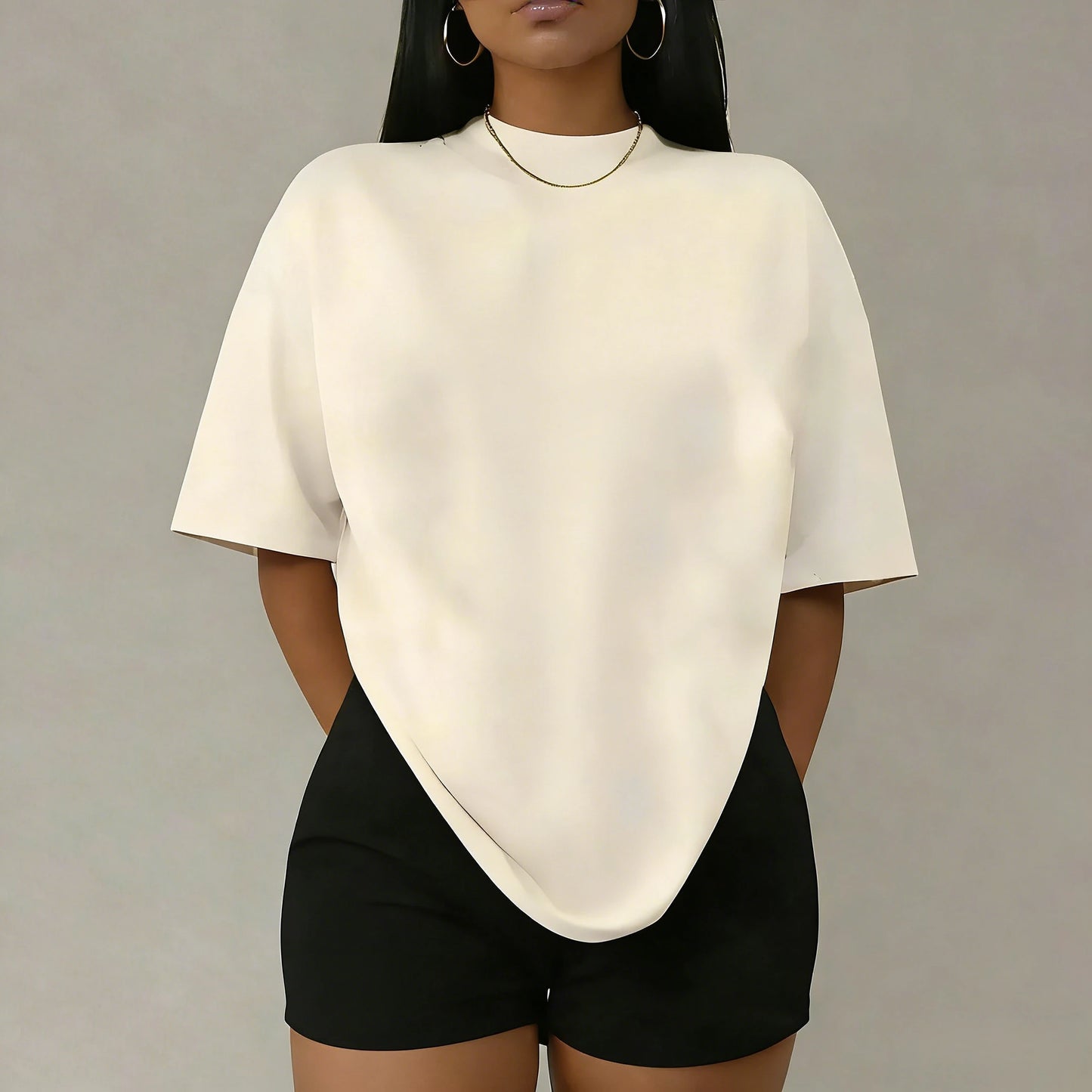 Oversized Cotton Tee — Solid Colour