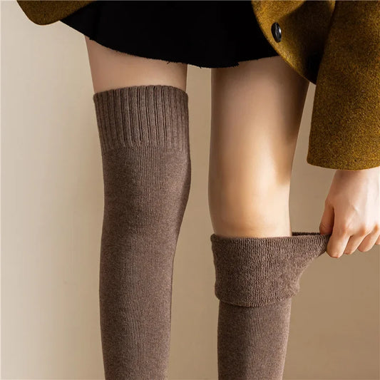 Terry Over-the-knee Socks for Women in Winter Plus Velvet and Thickened Warm Stockings Knee-protecting Thigh-high Socks - Craftklart.store
