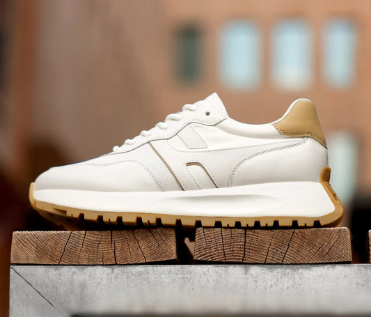 Men's Urban Styled Real Leather Light Laces Up Breathable Sneakers