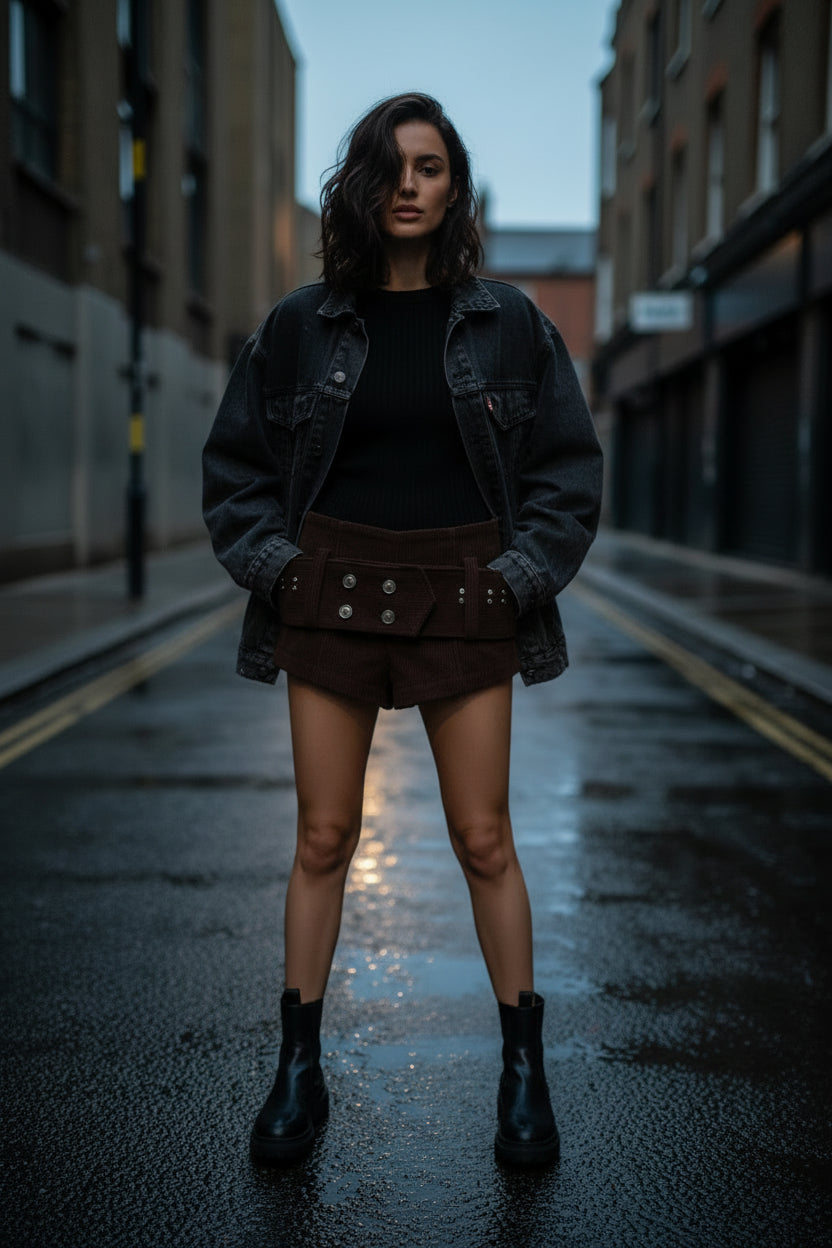Corduroy Mini Shorts — Women's Low Waist