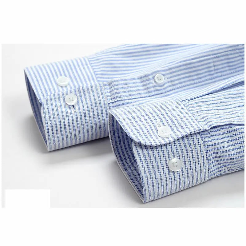 New 100% Cotton Oxford Shirt Men's Long Sleeve Striped Plaid Casual Shirts Korean Clothes High Quality Business Dress Shirt Grey - Premium  from Craftklart.store - Just $14.56! Shop now at Craftklart.store
