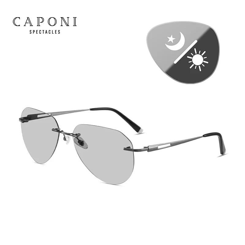 Branded Rimless Men's Sunglasses Polarized Photochromic UV400 - Premium Sunglasses from Craftklart Dropship - Just $39.99! Shop now at Craftklart.store