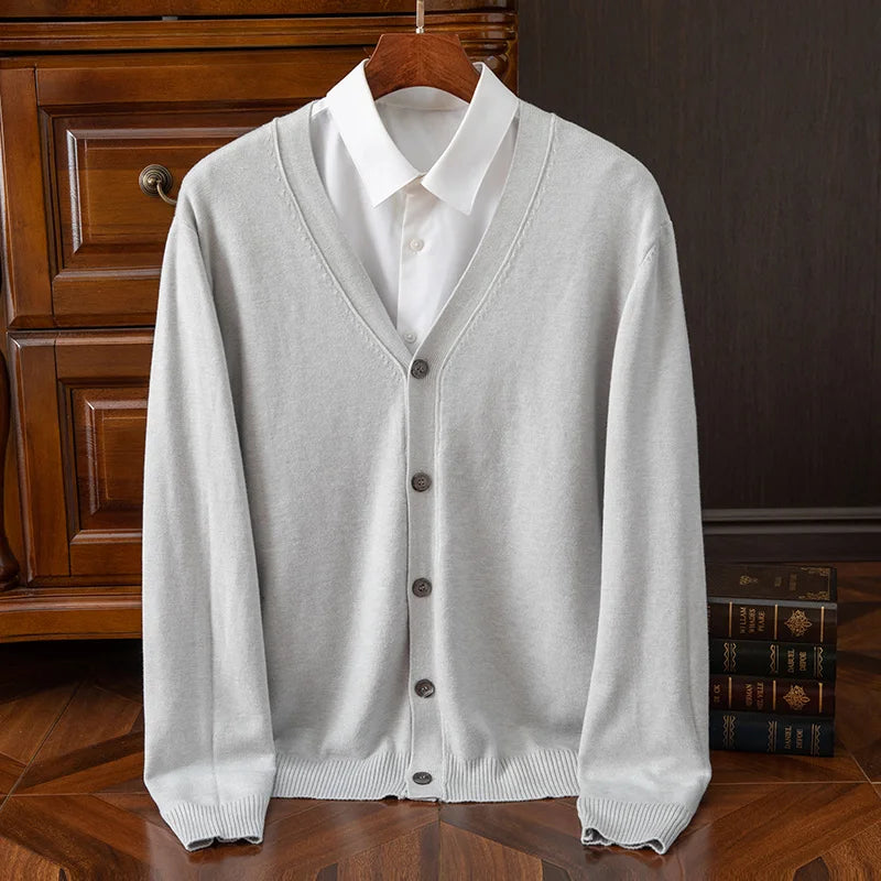 Men's  100% Merino wool cashmere V-neck cardigan - Premium Cardigan from Craftklart Dropship - Just $15.73! Shop now at Craftklart.store