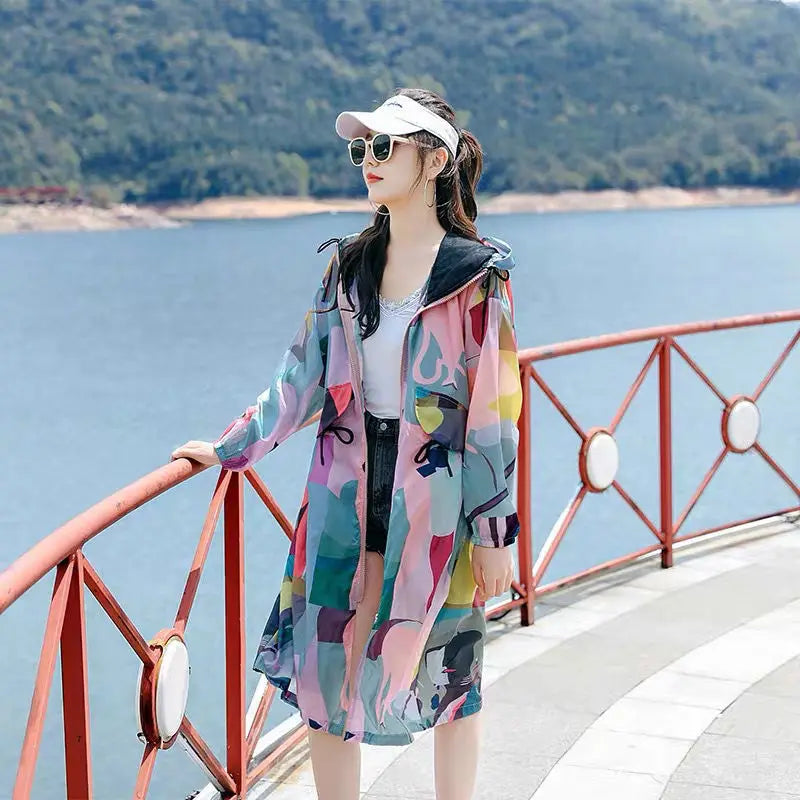 New Women's UV Protection Breathable Thin Korean Mid Length Coat - Premium Coats & Jackets from Craftklart Dropship - Just $22.98! Shop now at Craftklart.store