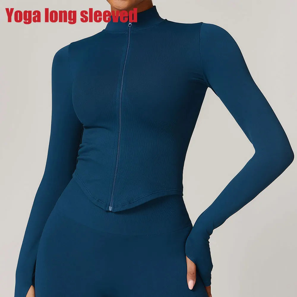 Women's Standing Collar Yoga Long Sleeved Sports Jacket