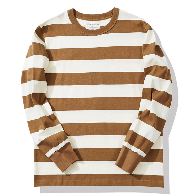 Men's Casual Cotton Stripe Print Longsleeve Top - Premium Longsleeve Top from Craftklart Dropship - Just $5.09! Shop now at Craftklart.store