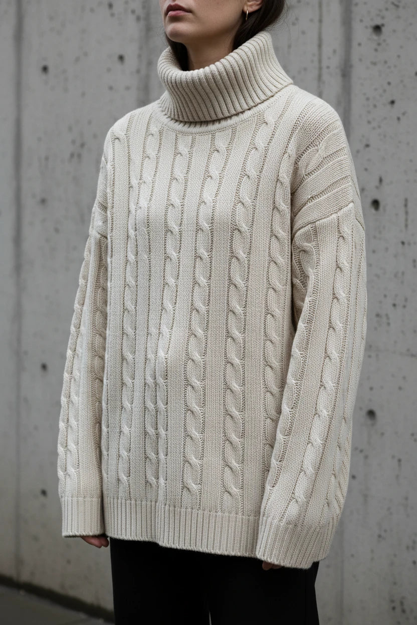 Craftklart Men's Turtleneck Knit Sweater — Skinny Fit | Solid Colour Pullover