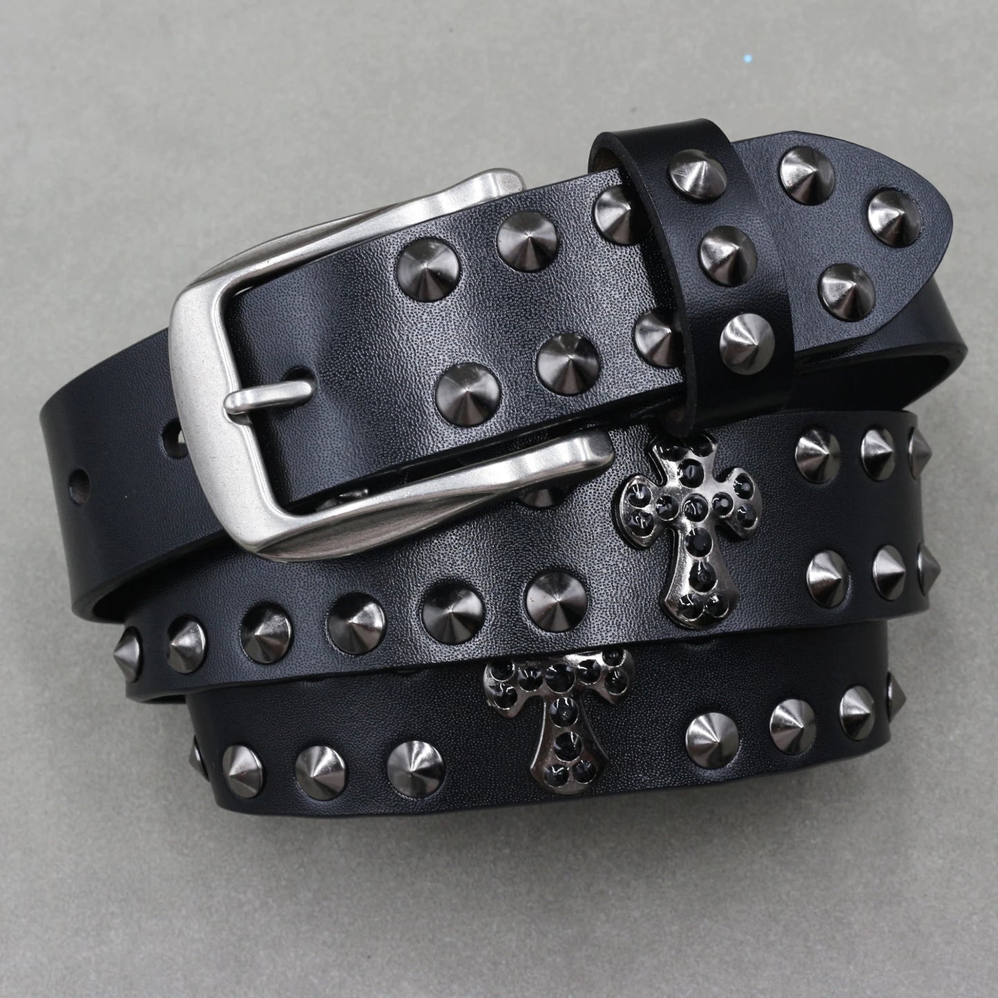 Genuine Leather Cowskin Punk Rivet Jeans Belts - Premium Belts from Craftklart Dropship - Just $22.66! Shop now at Craftklart.store