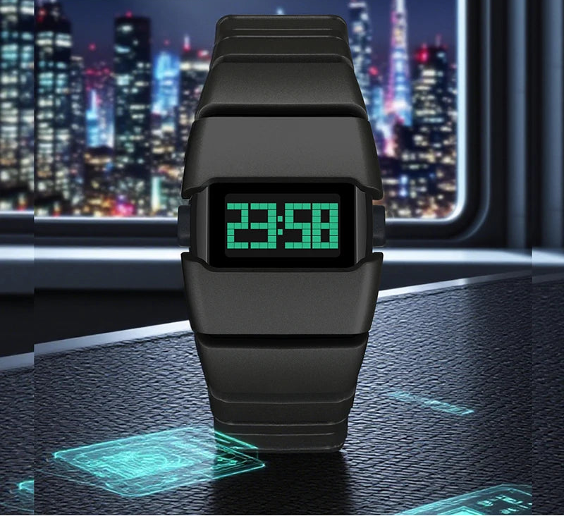 Digital sport watch with resin strap from Craftklart Dropship, featuring LED display and sporty design.