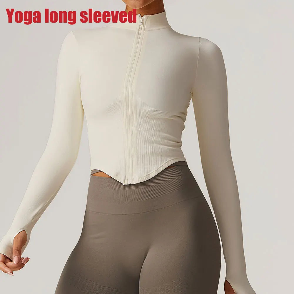 Women's Standing Collar Yoga Long Sleeved Sports Jacket