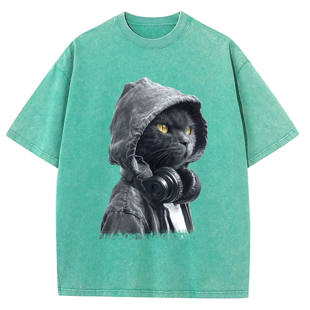 Washed Cotton Casual Loose Fit Graphic T-Shirt - Craftklart.store