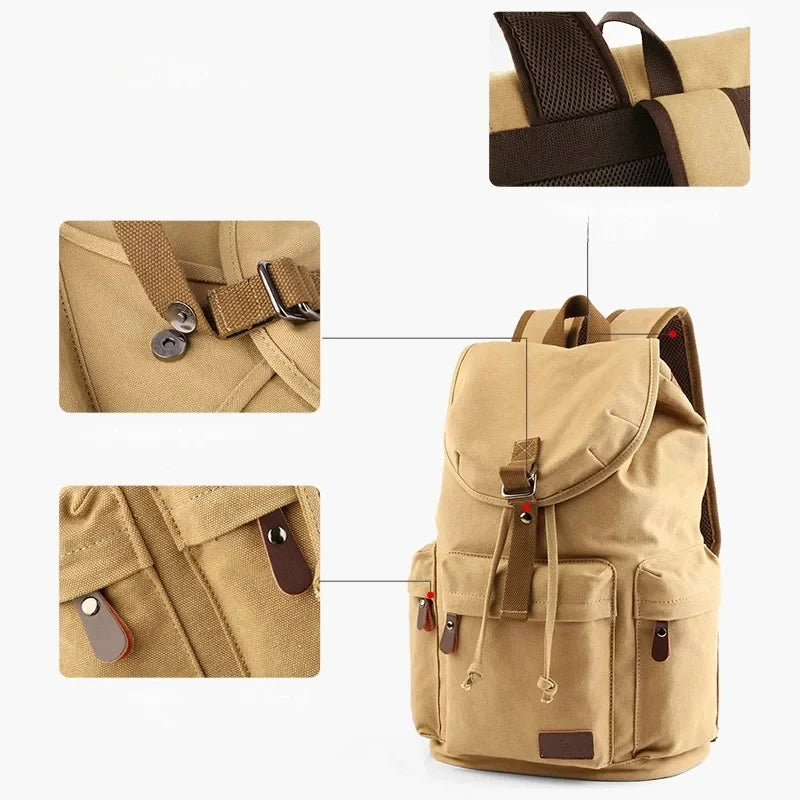 Men Vintage Canvas Large Capacity 15.6inch Laptop Casual Bag