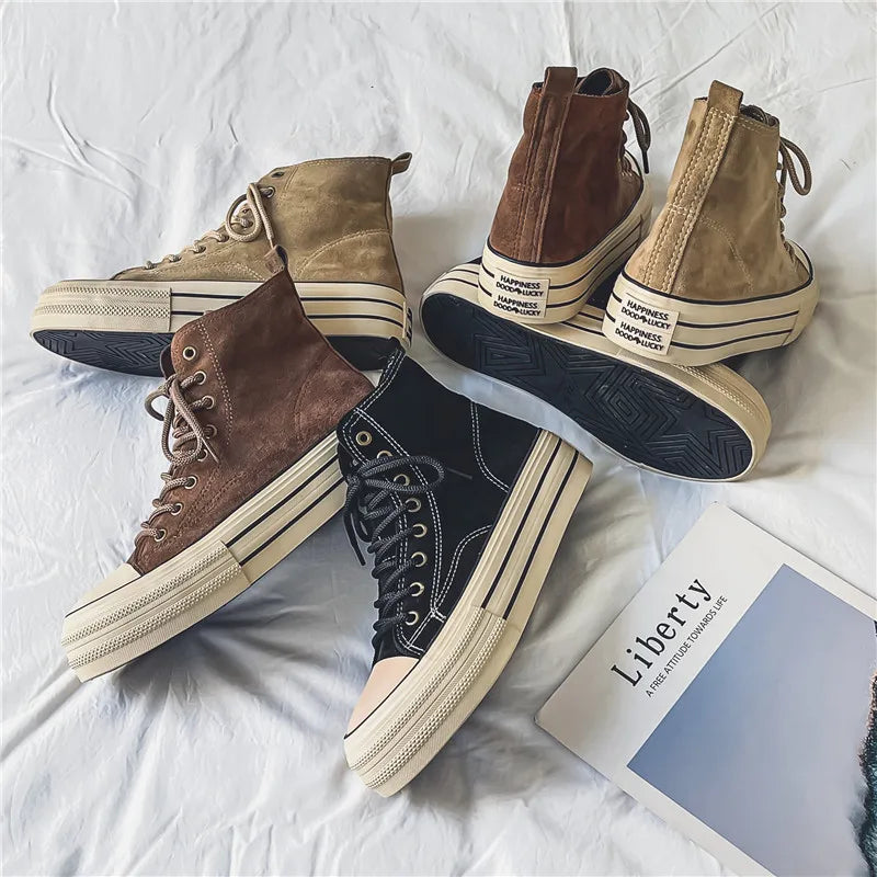 JY explosive men's new high top thick sole couple canvas shoes casual