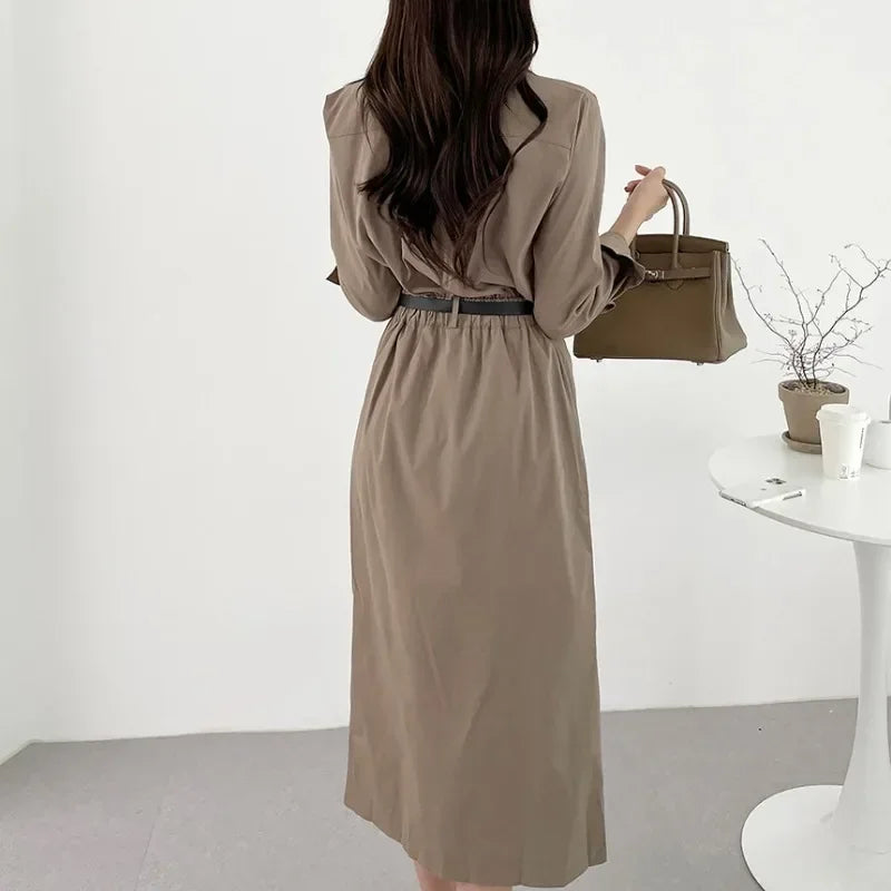 Women's Urban Chic Office Maxi Dress with Belt