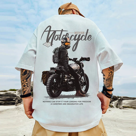 8XL Oversized Motorcycle Boy T-Shirt Men Vintage 100% Cotton - Premium T-Shirt from Craftklart Dropship - Just $12.49! Shop now at Craftklart.store