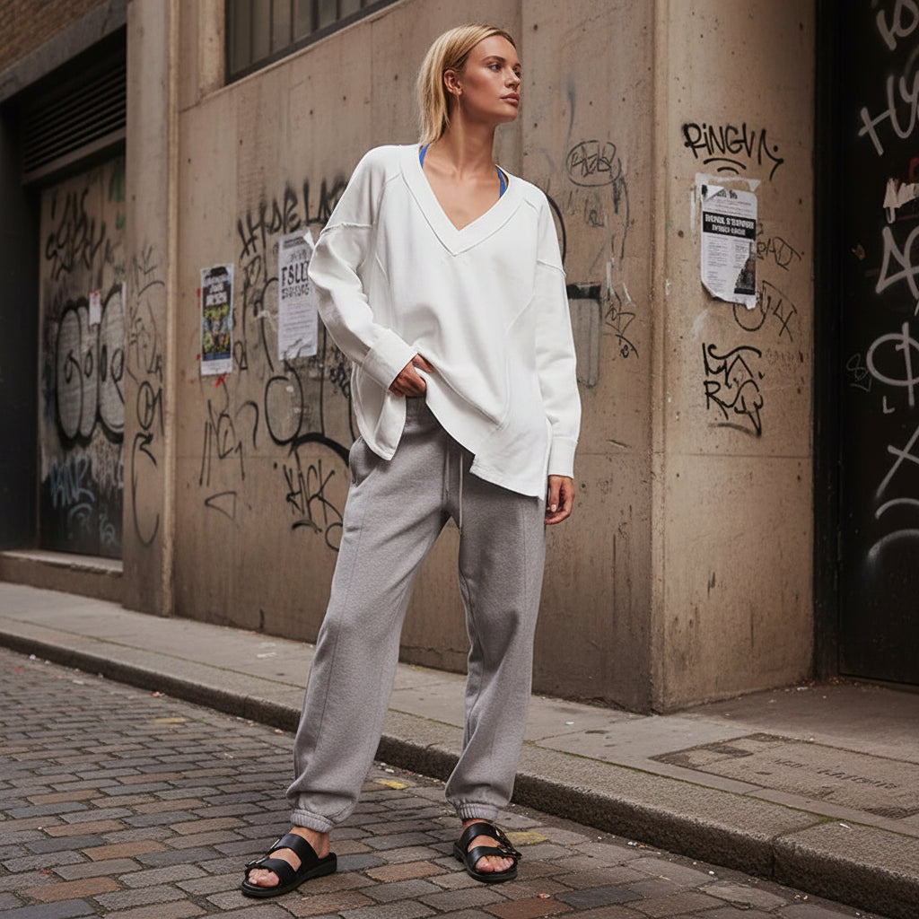 Oversized Cotton Sweatshirt — Open Side Patchwork | Craftklart