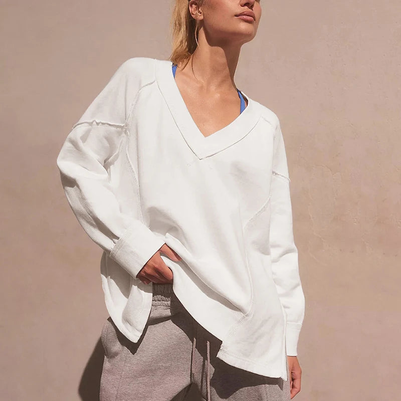 Oversized Cotton Sweatshirt — Open Side Patchwork | Craftklart