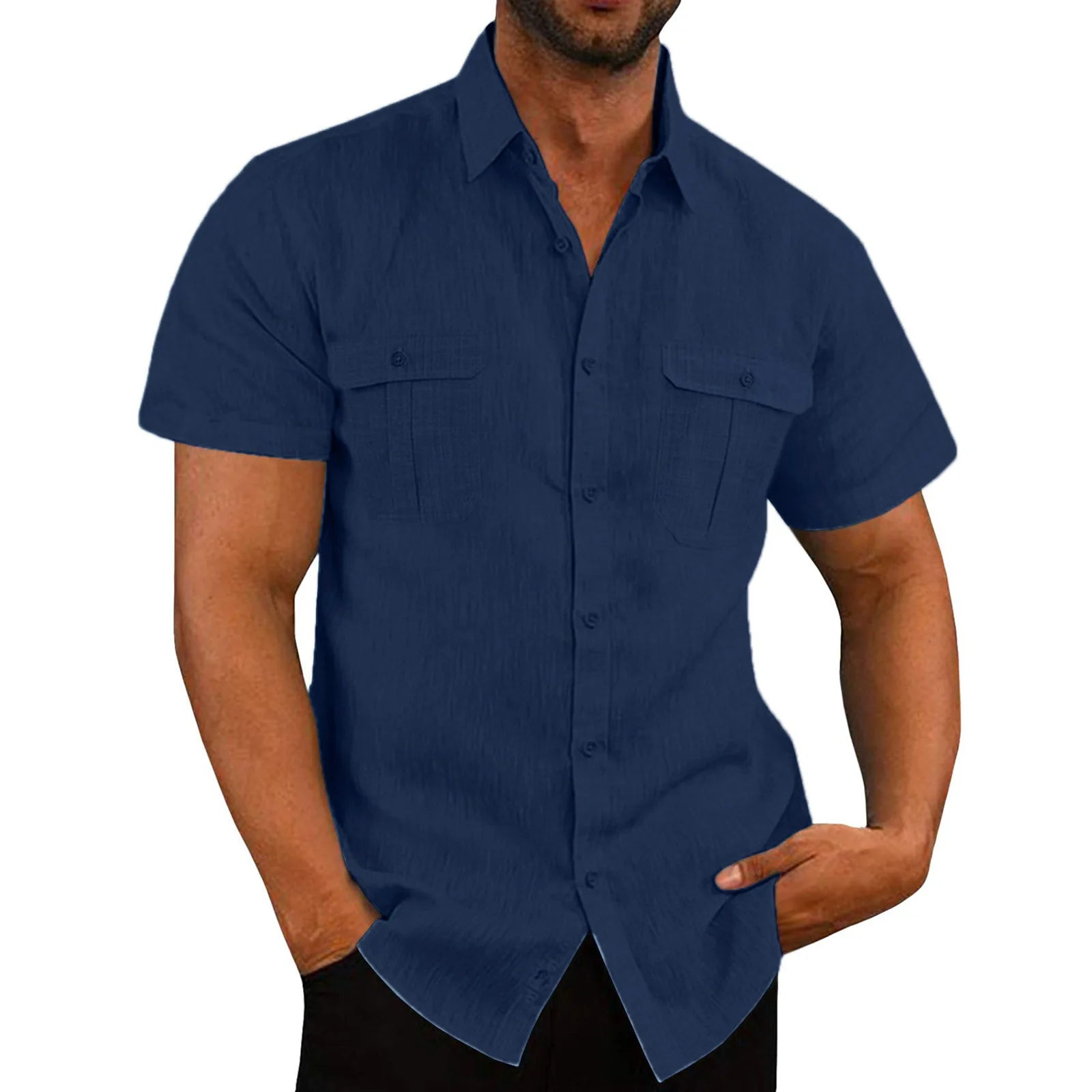 Men's  New Cotton Linen Short-Sleeved Shirts - Premium Shirt from Craftklart Dropship - Just $11.13! Shop now at Craftklart.store