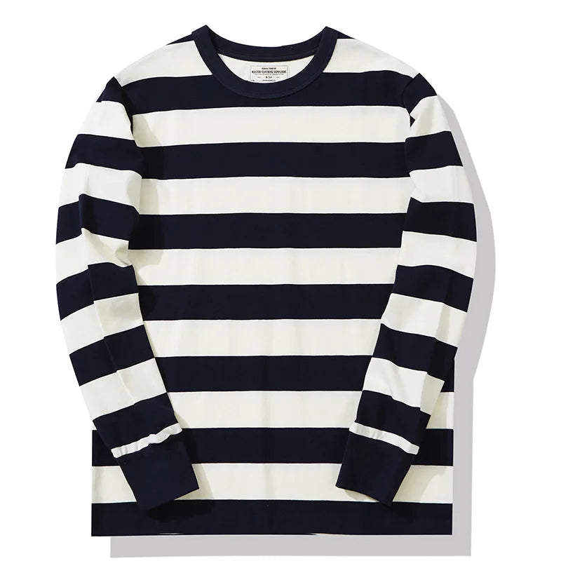 Men's Casual Cotton Stripe Print Longsleeve Top - Premium Longsleeve Top from Craftklart Dropship - Just $5.09! Shop now at Craftklart.store