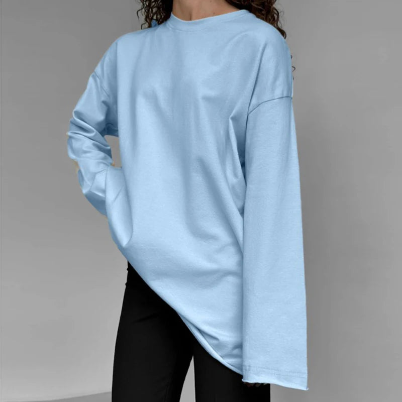 Women Round Neck oose  Long Sleeve Cotton T-Shirts - Premium Longsleeve Top from Craftklart Dropship - Just $18.28! Shop now at Craftklart.store