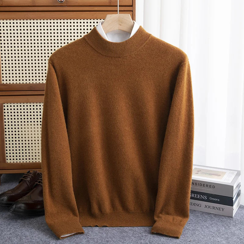 New Fashion Men's 100% Wool Pullover Half-high Collar Sweater - Craftklart.store