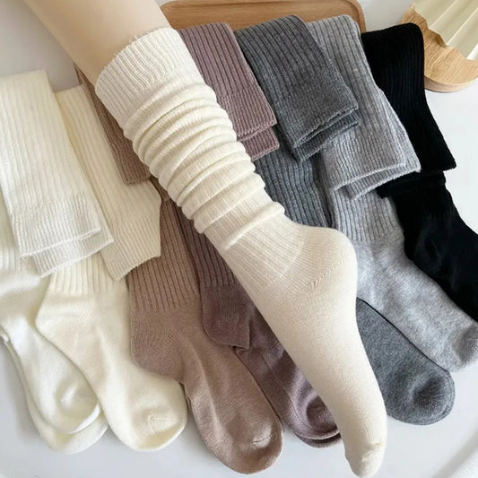 Thickened Coffee Colored Stacked Socks