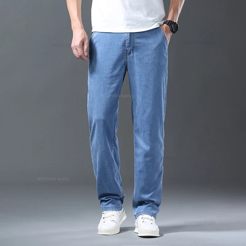 Lyocell Ice Silk Jeans Men's Summer Ultra-thin Loose Straight Denim Pants - Premium Jeans from Craftklart Dropship - Just $27.13! Shop now at Craftklart.store