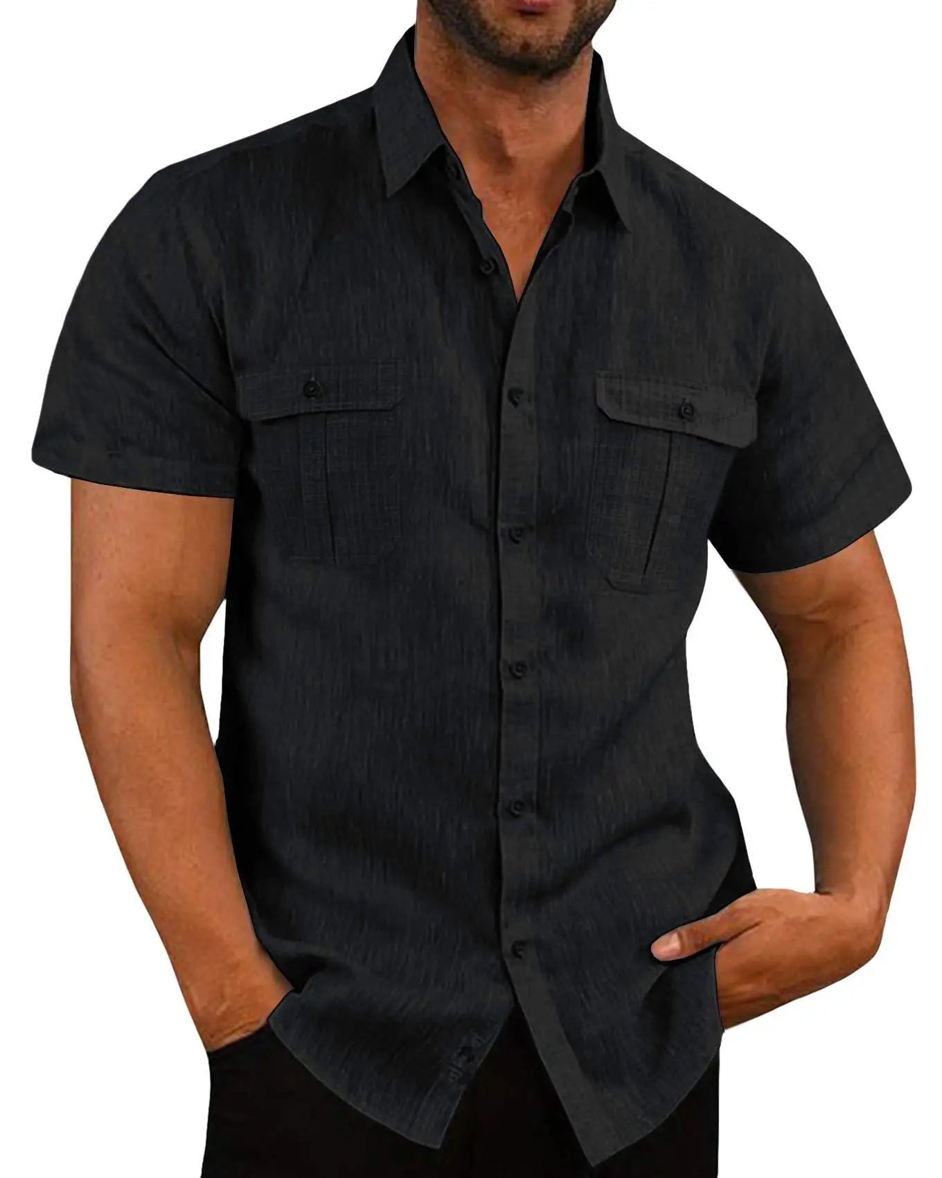 Men's  New Cotton Linen Short-Sleeved Shirts - Premium Shirt from Craftklart Dropship - Just $11.13! Shop now at Craftklart.store