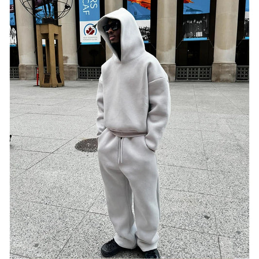 Solid Color Casual Streetwear Tracksuit