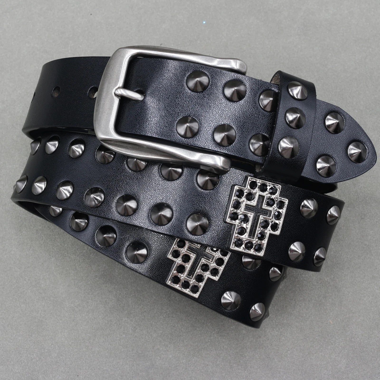 Genuine Leather Cowskin Punk Rivet Jeans Belts - Premium Belts from Craftklart Dropship - Just $22.66! Shop now at Craftklart.store